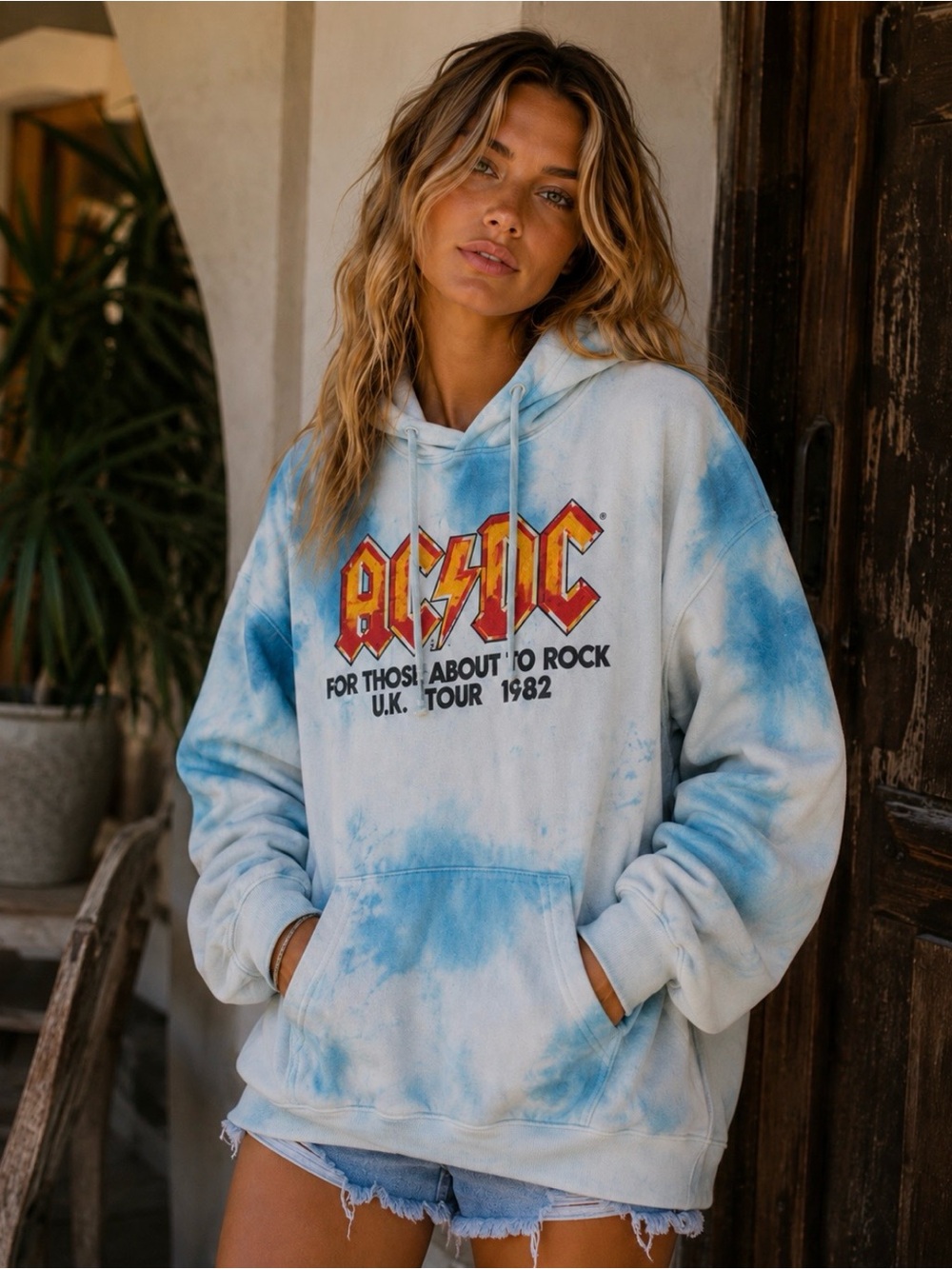 NWT Epic AC/DC For Those About To Rock UK Tour Tie Dye Hoodie